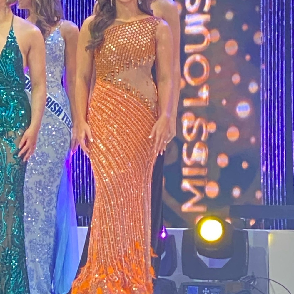 Elegant Orange Evening Gown